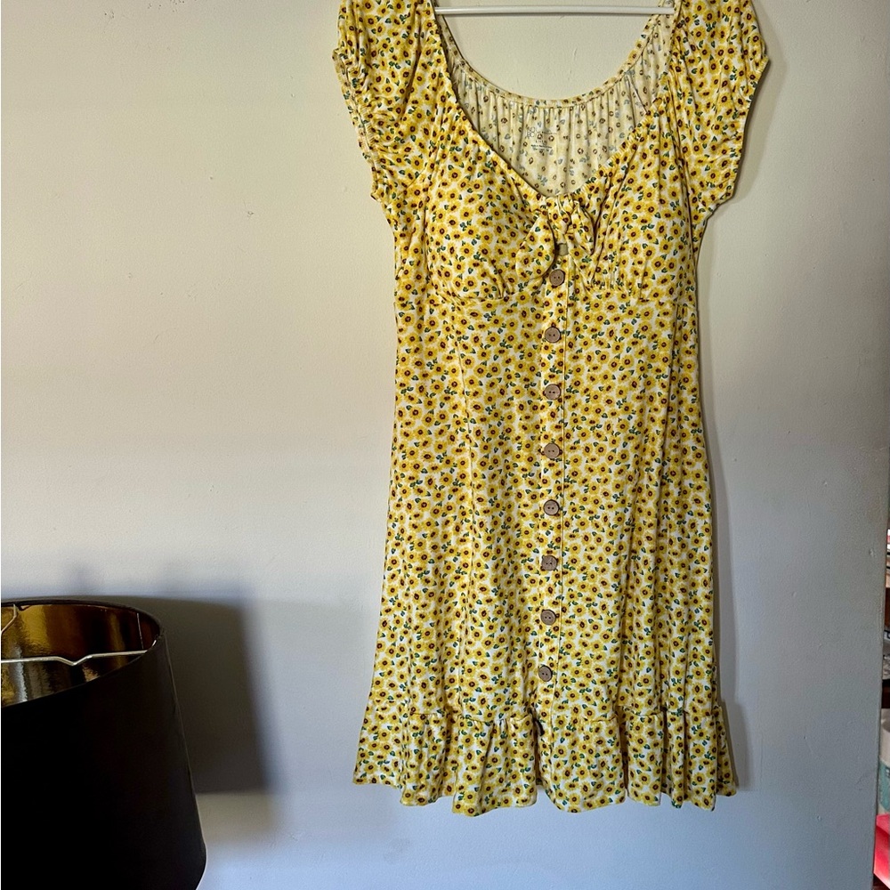 No Boundaries Yellow and White Midi Sundress with Flutter Cap Sleeves
